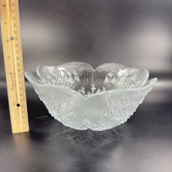 Lasisepät Mantsala Cow Parsley Glass Bowl Clear Textured Dish Pertti Kallioinen - Picture 9 of 16
